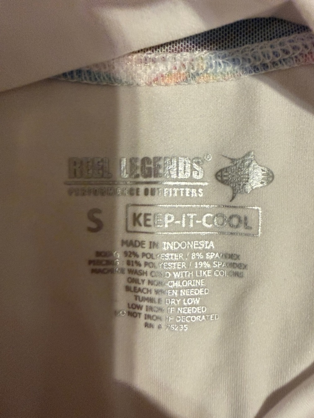 Reel Legends White Long-Sleeve Performance Top with Multicolor Palm Trim - Picture 2 of 9
